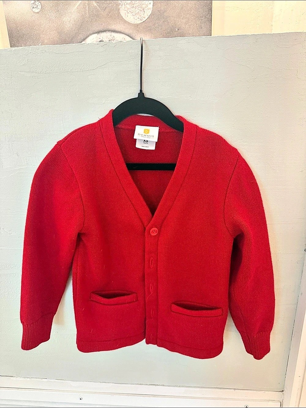 Dennis Uniform V-Neck Button Front Cardigan Red